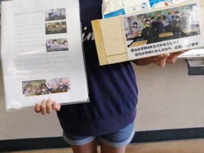 千葉県印西市原山小学校に牛乳パック「かいしゅうくん」（牛乳パック回収箱）を送りました