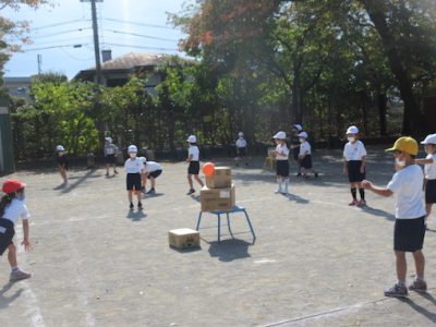 １年生　体育　的当て