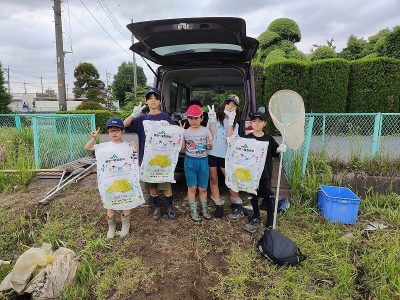 田んぼ　肥料まき　生き物調べ　６月２日（月）